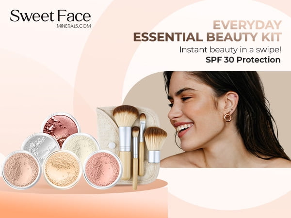 EVERYDAY KIT (FAIR 2) Full Size Mineral Makeup Set Matte Foundation Bare Face Sheer Powder Cover