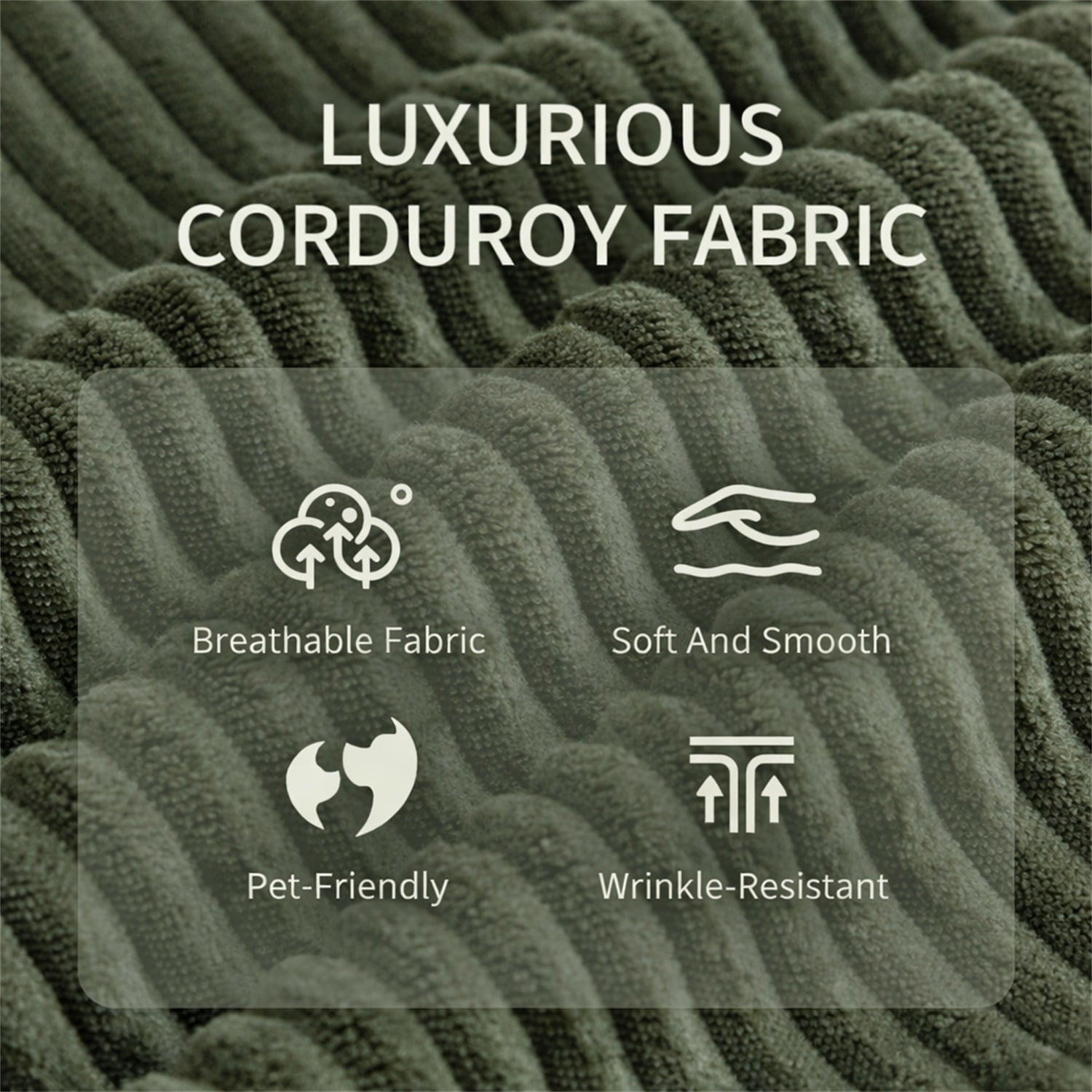 Hommoo Versatile Corduroy Fabric Full Foam Modular Compressed Sofa Couch Bed Sleeper with Multiple Layout Options, Green