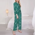 thumbnail image 3 of Fotbe teal green paw Pattern Long Sleeve Pajama Set for Women,Sleepwear Set,2-piece Loungewear Set,Soft PJs Comfy Nightwear with Pockets-Medium, 3 of 7