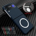 thumbnail image 1 of Magnetic Case for Samsung Galaxy Z Flip 3 Compatible with Magsafe,Ultra Thin Slim Carbon Fiber Texture Plastic Hard Back Phone Case Cover-Blue, 1 of 3