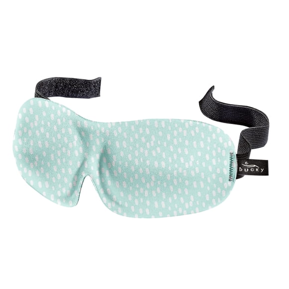 Máscara para ojos Bucky 40 Blinks No Pressure Travel & Sleep con puntos de color verde azulado