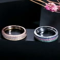 thumbnail image 6 of Multi-Tone Gold Plated CZ Engagement Wedding Band Stackable Ring Jewelry Set, 6 of 8