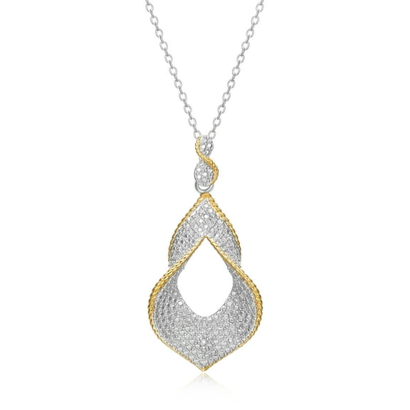 Forever Facets Diamond Accent Dramatic Drop Pendant Necklace in Two-Tone Rhodium over Bronze, Adult Female