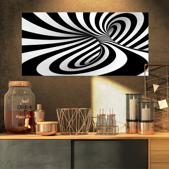 Spirale Noir et Blanc - Impression sur Toile Contemporaine