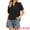 Black, variant on Women's Eyelet Tops Short Sleeve Casual V Neck Hollow Out Shirts XL Black
