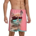 thumbnail image 6 of Mens Pajama Shorts, Cool Cat Pink Sunglasses Sleep Shorts Men Pajama Bottoms Lounge PJ Shorts with Pockets, 6 of 6