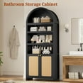 thumbnail image 5 of 81" Tall Arched Kitchen Pantry Storage Cabinet, 6-Tier Bookcase with 2 Doors for Living Room, Kitchen, Home Office, Black+Oak, 5 of 8