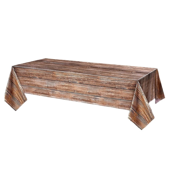 A Vintage Wood Print Plastic Tablecloth 54 X 108 Inch For Farmhouse Western Birthday Party