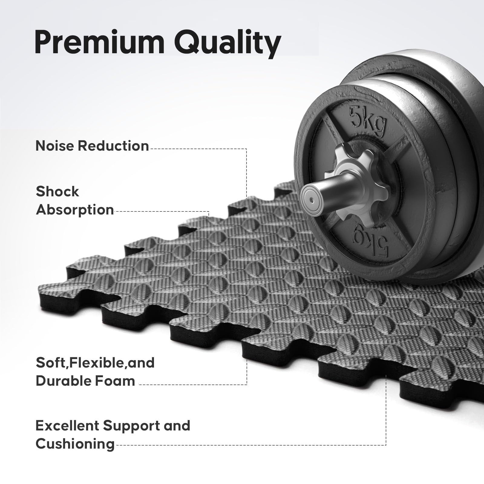 EVA Interlocking Foam Floor Tiles 36 Pack(144 SF) Black Workout and Kids' Play Mat