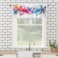 thumbnail image 3 of Watercolor Butterfly Valance Rod Pocket Window Curtain for Kitchen Colorful Floral Flowers Window Treatment Valance Curtains for Bathroom 54 by 18 in, 1 Panel, 3 of 6