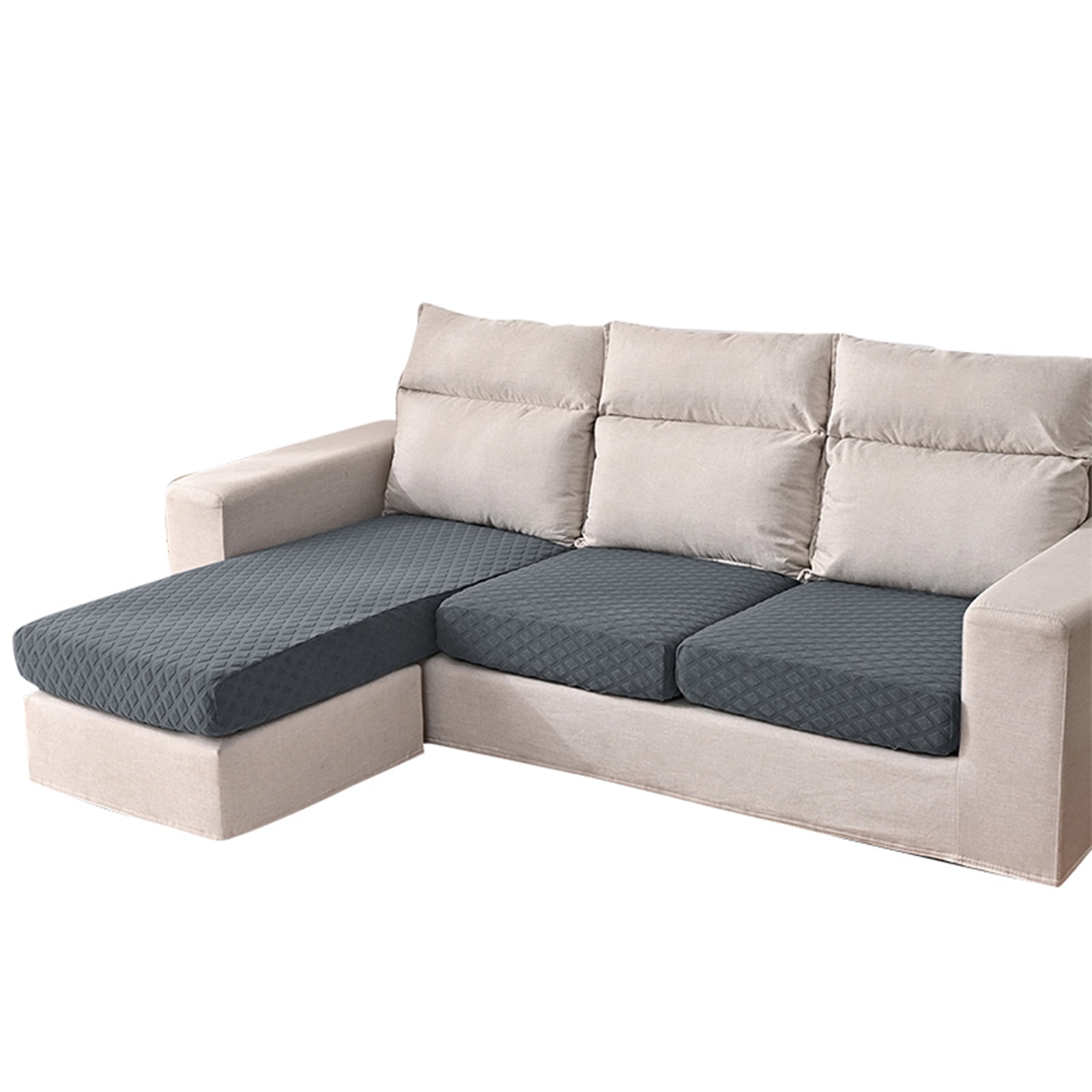 Sectional Sofa Cushion Cover - Stretch Jacquard Slipcover For Chair Or Loveseat, Gray, 1 Piece