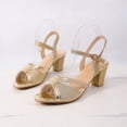 thumbnail image 6 of Samdudou Dress Sandals for Women Open Toe Chunky Block Heel Glitter Sparkly Strappy Criss Cross Ankle Buckle Wedding Evening Party Prom Shoes, 6 of 9