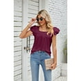 thumbnail image 4 of XCHQRTI Womens Petal Sleeve Shirt Lace Eyelet Cap Tunic Blouse Square Neck Pleated Tshirt Tops, 4 of 8