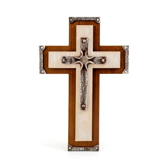 Cruz de madera de pino OKSQW con gancho, 27 x 18 x 2 cm