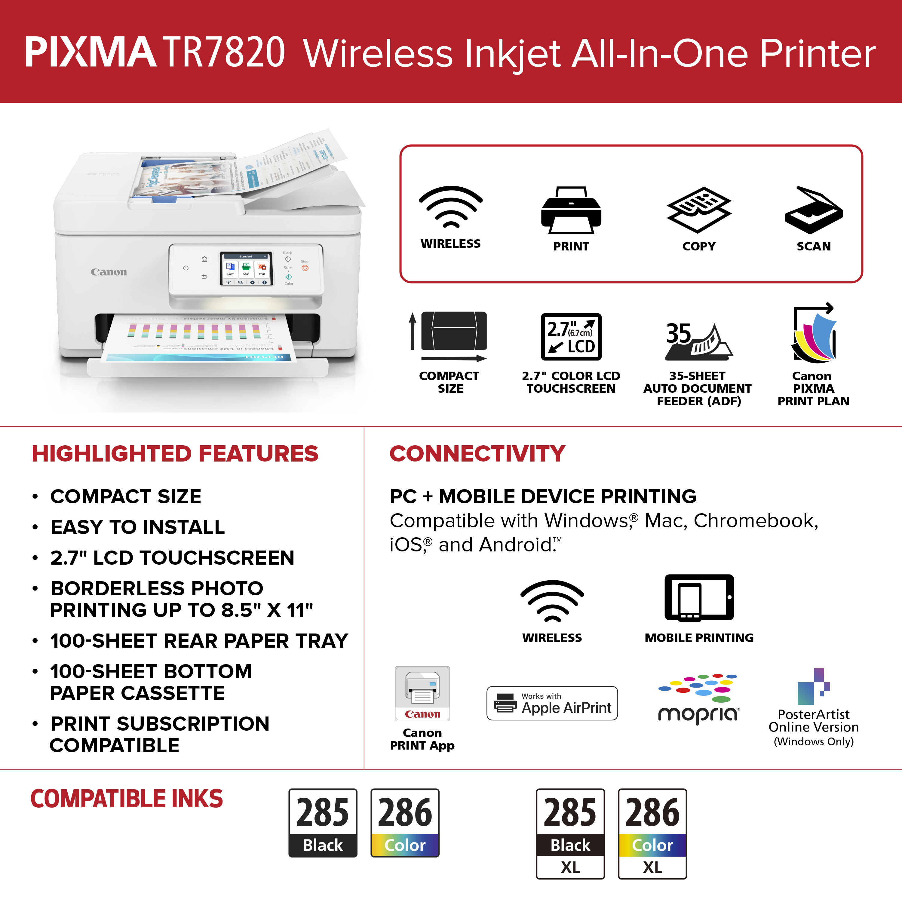 Canon PIXMA TR7820 Wireless All-in-One Inkjet Printer photo 6