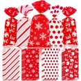 thumbnail image 1 of Whaline 160 Pcs Sacs en Cellophane de Noël Rouges Boule de Noël Flocon de Neige Rayures Motif à Pois Sacs à Bonbons Biscuits Sacs en Plastique avec Attaches Torsadées, 1 of 7