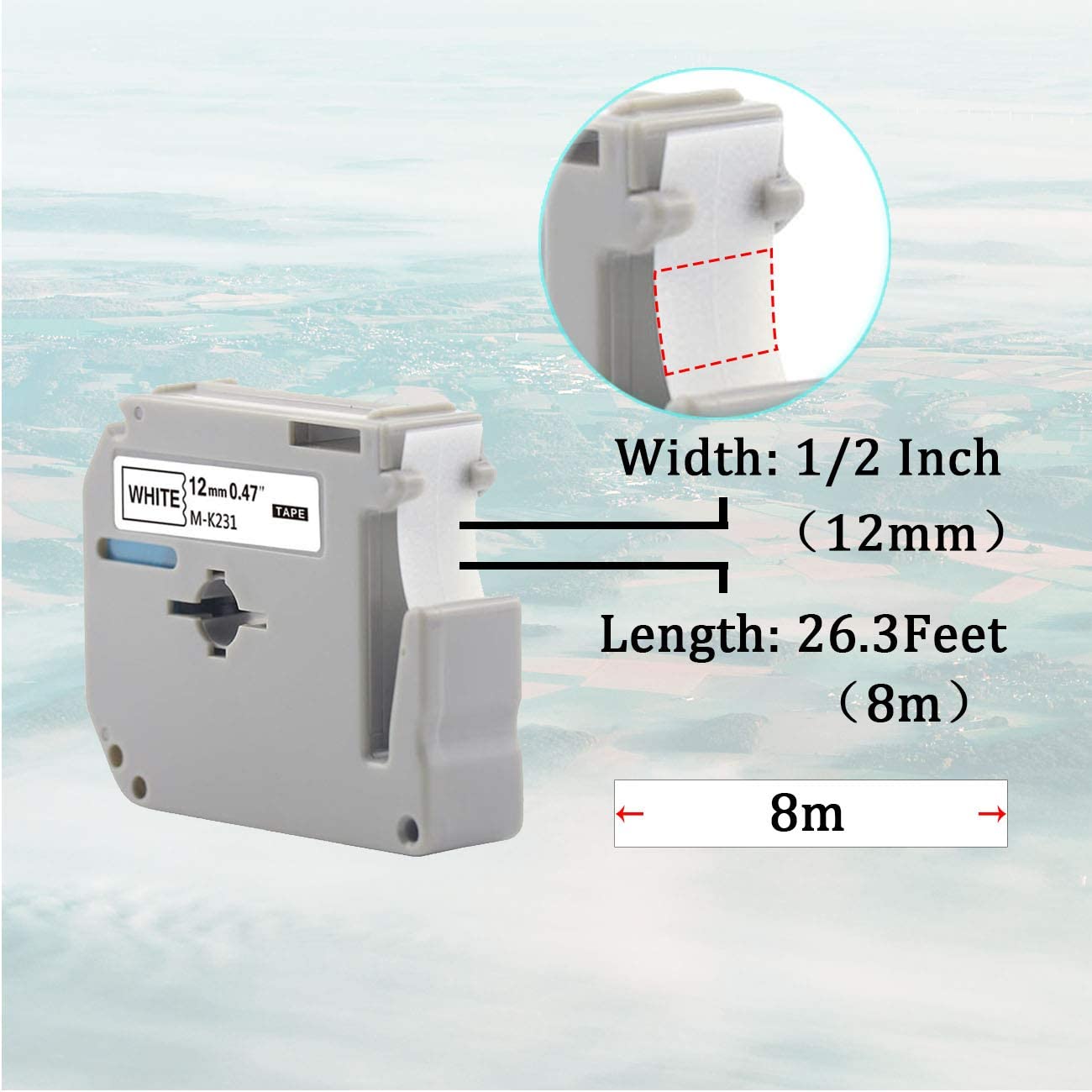 4-Pack M-K231 Compatible Label Tape – 12mm Black On White For Brother P-touch Label Makers