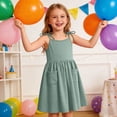 thumbnail image 4 of Babcutegg Cute Solid Color Sleeveless Casual Dress With Functional Pocket And Tiered Ruffle Skirt For Girls Green Size 7, 4 of 9