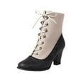 thumbnail image 2 of Boot for Women Women Fashionable And Casual Versatile And Winter Color Blocked Lace Up Short Boots Boots Ladies' Mid Heel And Ankle Boots Black 37, 2 of 5