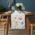 thumbnail image 2 of Spring Wildflowers Table Runner - 60 Inch Long, Kitchen Dining Table Runner Dresser Scarves, Watercolor Rustic Flowers Floral Leaves Farmhouse Decor for Coffee Tables Wedding Party Banquet, 2 of 8