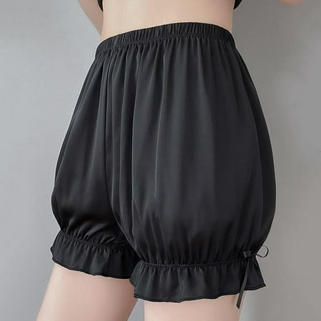 sentaili Women Bloomers Maid Ruffle Pumpkin Safety Pants Shorts Sleeping Underwear Femme - Black One size fits all