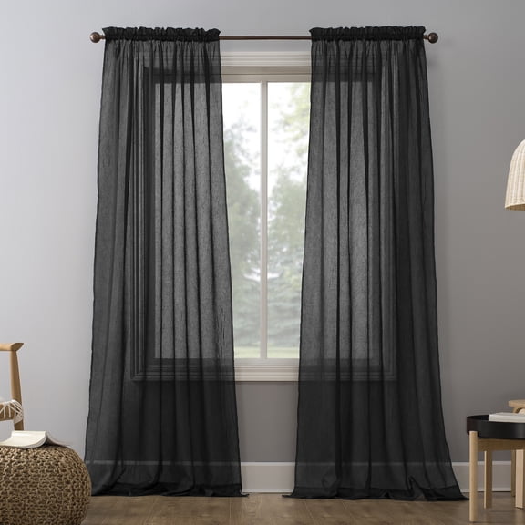 No. 918 Solid Print Rod Pocket Sheer Curtain Panel, 51" x 84.0" 2 Panels