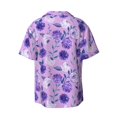 thumbnail image 2 of Disketp Men's Hawaiian Violet Print Shirts Button Down Holiday Beach Shirts-X-Large, 2 of 7