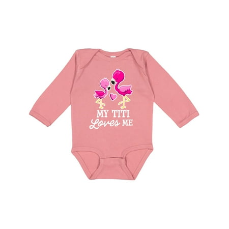 

Inktastic My Titi Loves me with Two Flamingos Gift Baby Boy or Baby Girl Long Sleeve Bodysuit
