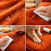 Liz Jordan-Hill Upholstery Fabric SAMPLE SWATCH, Polyester Blend Velvet, Orange, 4 x 4 Inch, Aquaclean, Bellagio Monarch 062