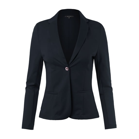 A2Y Women's Slim Fit Ponte Comfy One Button Closure Long Sleeve Blazer Navy S