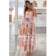 thumbnail image 6 of Women's Orange Multi Printed Maxi Dress with Ricrac Trim and Spaghetti Straps - [ZhiHiMeRi] | (US 12-14)L, 6 of 12