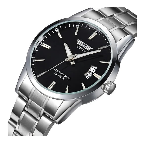 Reloj Original Black And Silver Elegante Para Hombre Malubero Swidu