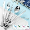 thumbnail image 1 of Stainless Steel Tableware Kit Cutlery Set Portable Camping Office Travel Dinnerware Kitchen Knife Fork Spoon Chopsticks Dining Utensils, 1 of 9