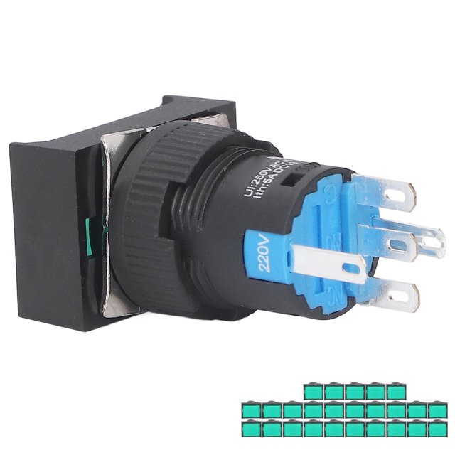 Interruptores De Bloqueo Automático, Interruptor De Botón Rectangular 220V 16mm Contacto Deslizante Seguro No Oxidado Para Electrodomésticos