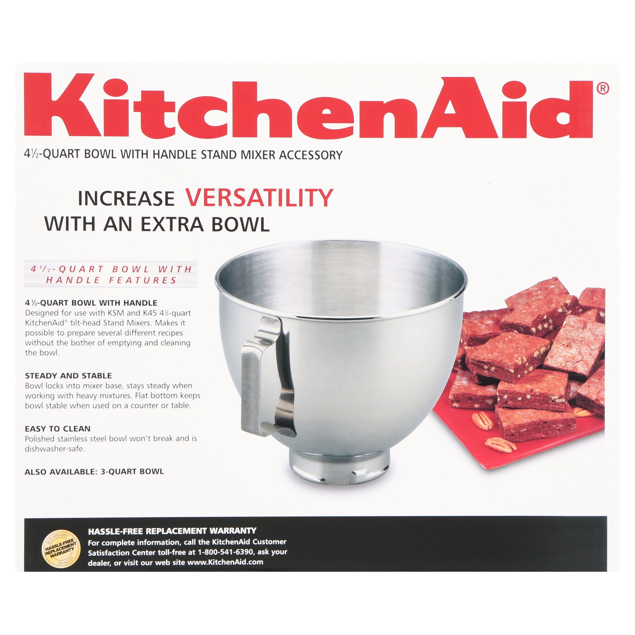 KitchenAid 4.5 Quart Polished Stainless Steel Bowl with Handle - K45SB