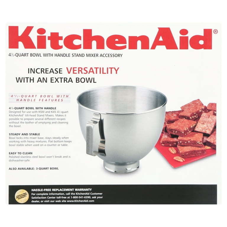 KitchenAid 5-Quart Polished Stainless Steel Bowl w/Handle | Fits 4.5-Quart  & 5-Quart KitchenAid Tilt-Head Stand Mixers