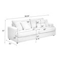 thumbnail image 4 of 88.58" Corduroy 3-Seater Sofa, Spacious and Comfortable. Paired with 4 Throw Pillows in The Same Color, It Adds An Elegant Touch to A Modern Living Room (White), 4 of 9