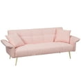 thumbnail image 5 of Glavbiku 70" Velvet Futon Loveseat,Convertible Daybed with Folding Armrests for Living Room,Pink, 5 of 12