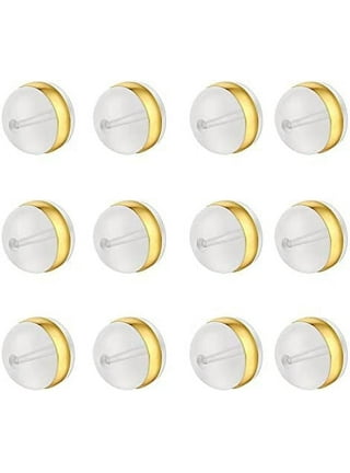 Soft Silicone Earring Backs for Studs, Gold Belt Clear Rubber Earring Backs  Replacements Hypoallergenic Safety Plastic Earring Back for Studs Earring  Hoops Fish Hook (Gold, 6 Pairs) 