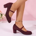 thumbnail image 6 of Miluxas Women's Mary Jane Pumps, Block Heel, Round Toe, Ankle Strap with Buckle, office Dress Shoes Wine 9.5(43), 6 of 9