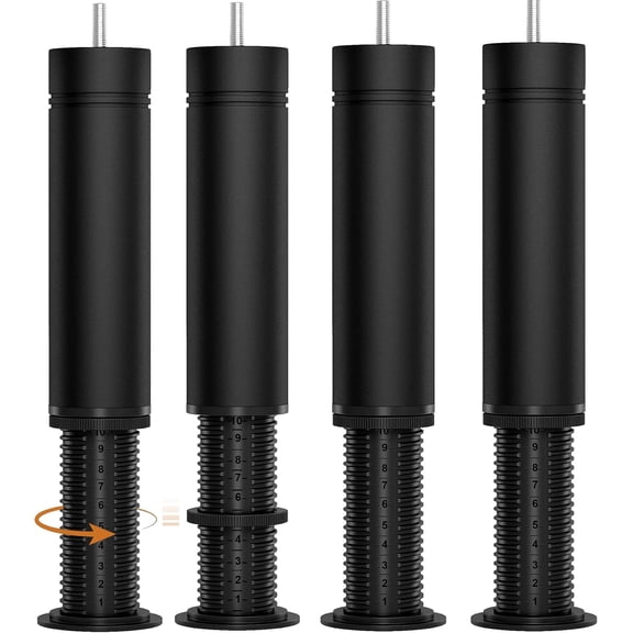 4 Pcs Adjustable Bed Legs 8-12 Inch, Heavy Duty Replacement Furniture Legs with M8 Universal Threads, Sturdy Support Risers for Bed Frame, Sofa, Couch, Desk, Cabinet and Workbench