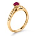 thumbnail image 3 of Gem Stone King 10K Yellow Gold Red Created Ruby Solitaire Engagement Ring for Women (0.25 Cttw, Gemstone July Birthstone, Round 4MM), 3 of 4