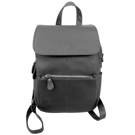 Leather Women's Backpack w Flip Rain Cover & Top Handle