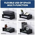 thumbnail image 4 of FITUEYES 2 Tiers Monitor Stand with Storage Shelf Wooden Desktop Organizer Laptop Printer TV Riser Desk, Black, 4 of 8