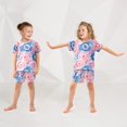 thumbnail image 3 of joogoo Blue Tie Dye Pink Pattern Pajama Sets Short Sleeve Cotton 2-Piece Sleepwear 5Y, 3 of 7