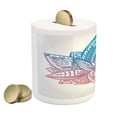 thumbnail image 2 of Yoga Piggy Bank, Tribal Patterned Boho Ornamental Lotus Flower Art, Ceramic Coin Bank Money Box for Cash Saving, 3.6" X 3.2", Dried Rose White, by Ambesonne, 2 of 4