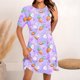 thumbnail image 2 of Vestido Corto para las Mujeres Cuello Redondo Manga Corta Impresa Suéter, Moda Casual Estilo Línea, 2 of 8