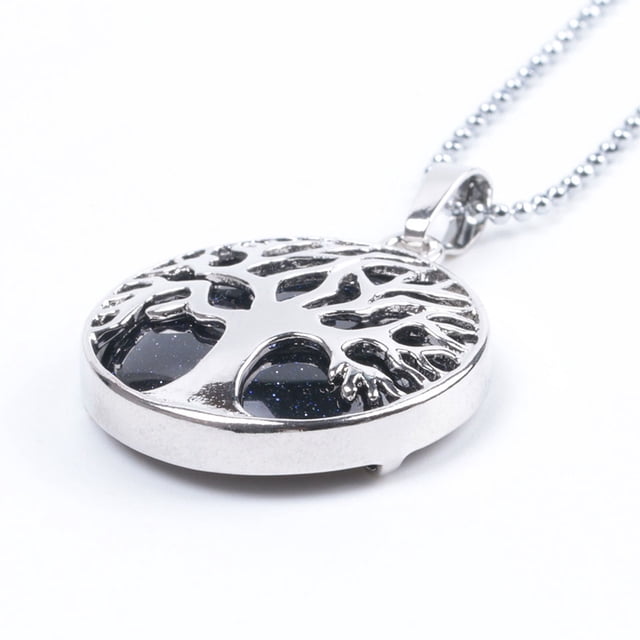 Natural Round Gem Stone Kabbalah Tree of Life Necklaces Pendants
