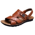 thumbnail image 5 of Dakaela Leather Sandals Mens Summer Beach Outdoor Shoes Adjustable Strap Walking Flat Sandal Yellow 9, 5 of 6