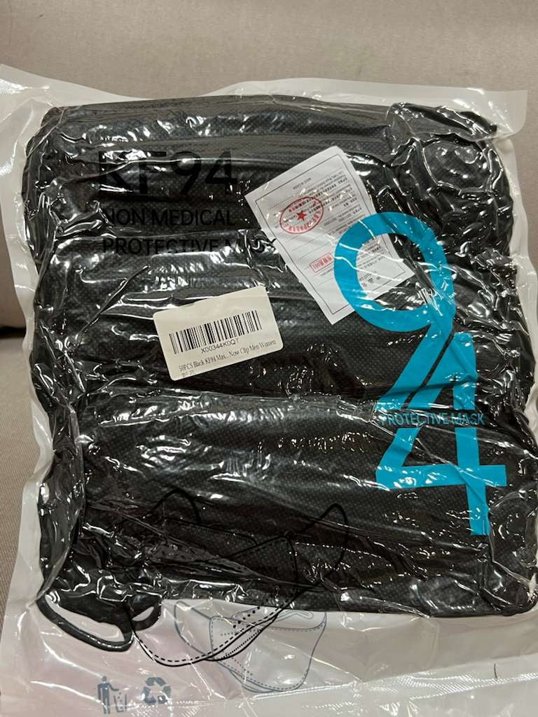 HomeLife LLC Black KF94 4-Layer Earloop Face Masks Vacuumed in Bags, 3000 Count